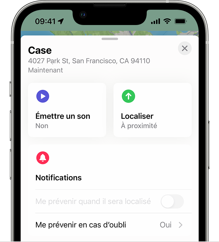 Dans l’app Localiser, vous pouvez toucher Émettre un son pour tenter de retrouver vos AirPods.