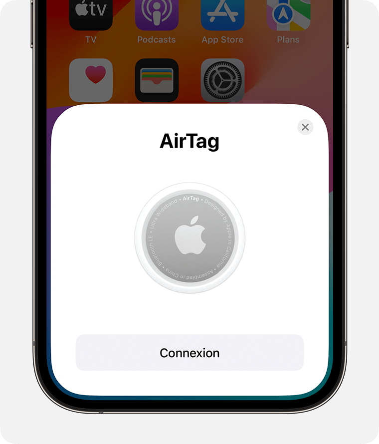 Lorsque vous tenez votre AirTag près de votre iPhone ou de votre iPad, vous avez la possibilité de les connecter. 
