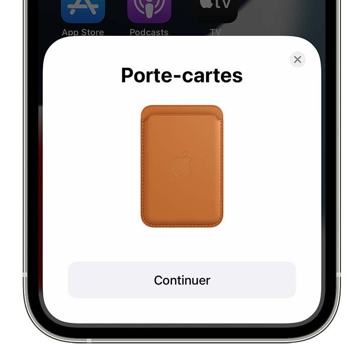 Capture d’écran iOS montrant l’écran de configuration du porte-cartes