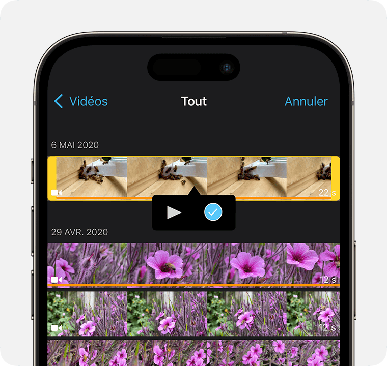 Combiner des vidéos sur iPhone Assistance Apple (SN)