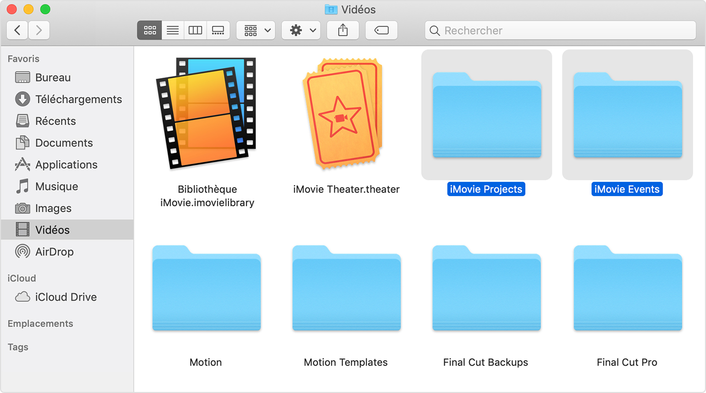 Mettre à jour des projets et évènements iMovie sur un Mac - Assistance Apple