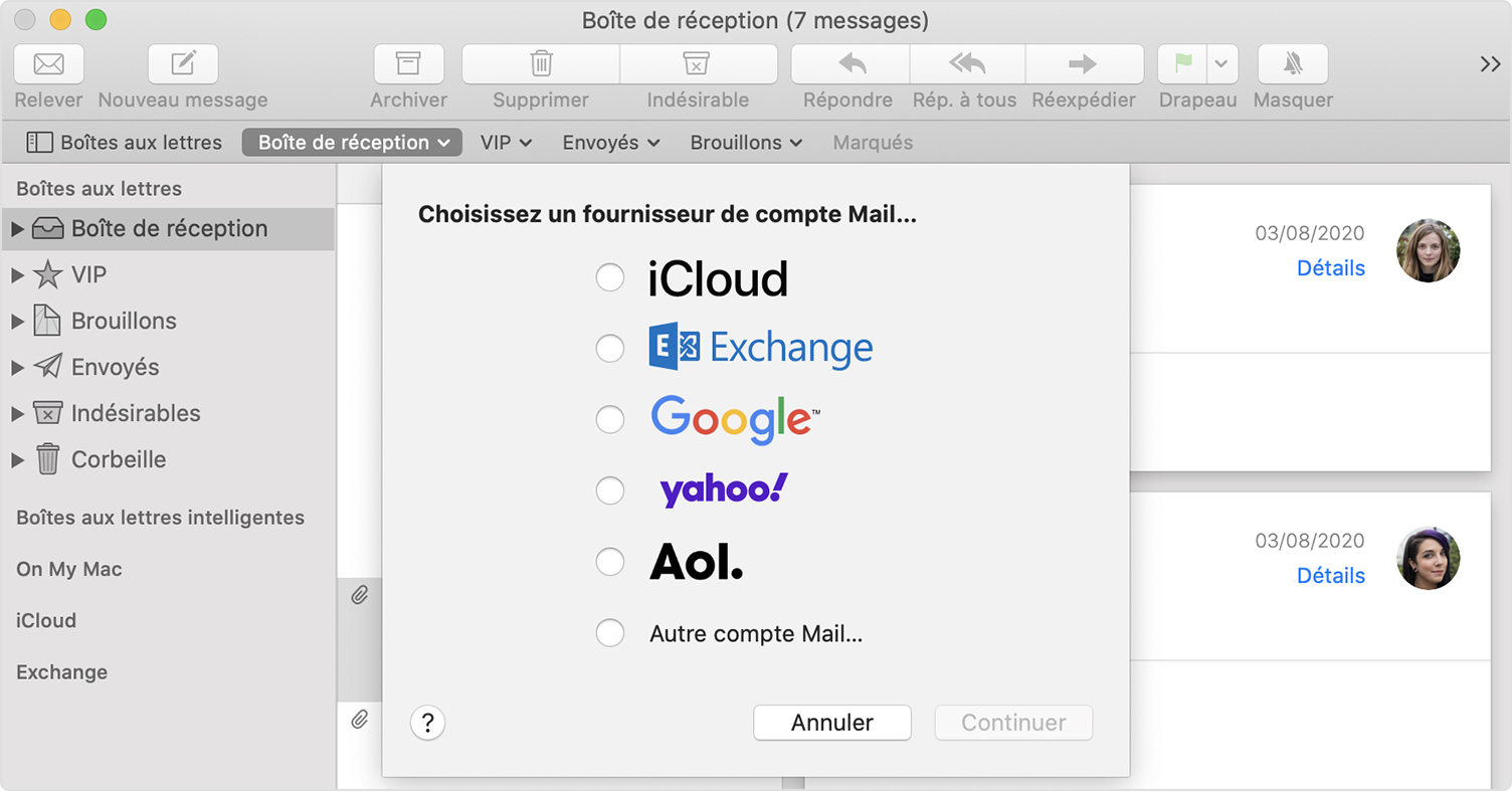 Ajouter Un Compte De Messagerie A Mail Sur Votre Mac Assistance Apple Fr