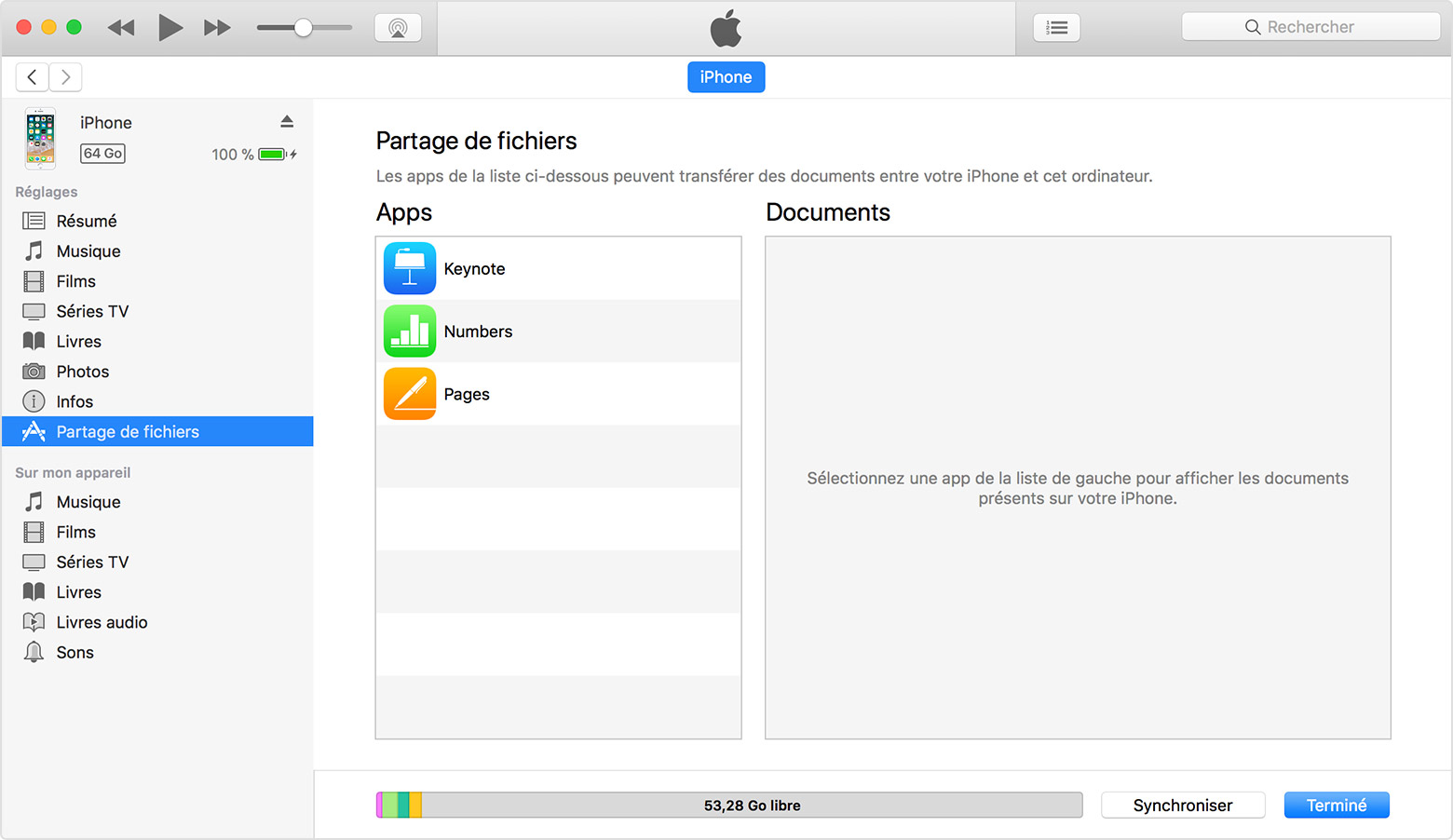 À propos du partage de fichiers sur l'iPhone, l'iPad et l 