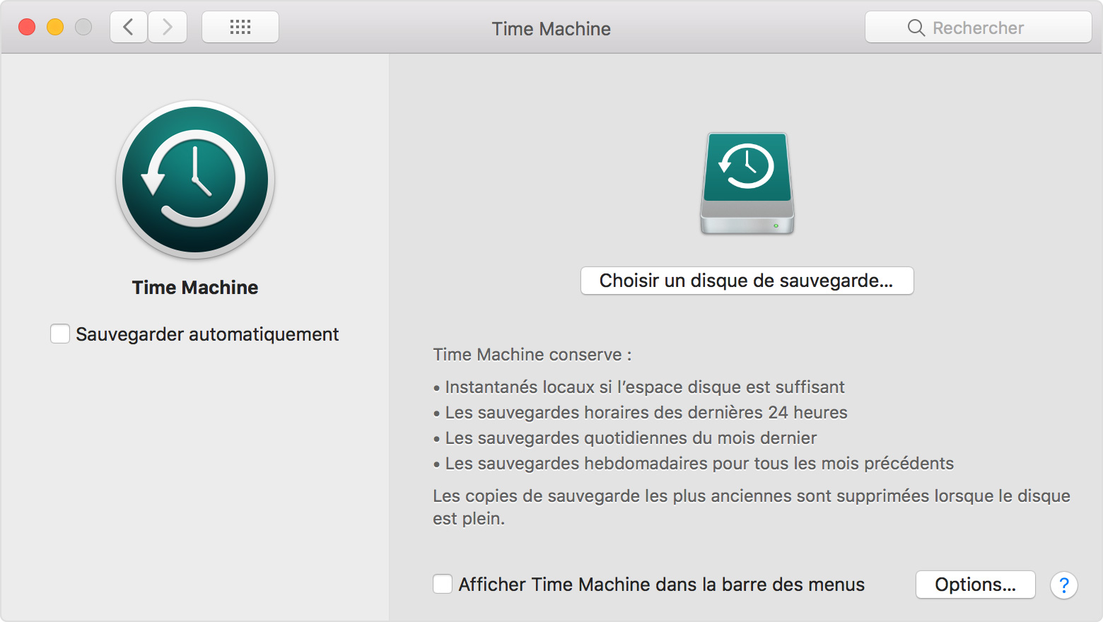 Sauvegarder avec Time machine - Base de connaissances - OneTab