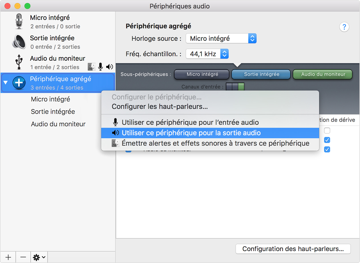 Configurer des périphériques audio dans Configuration audio et MIDI sur Mac  - Assistance Apple (FR)