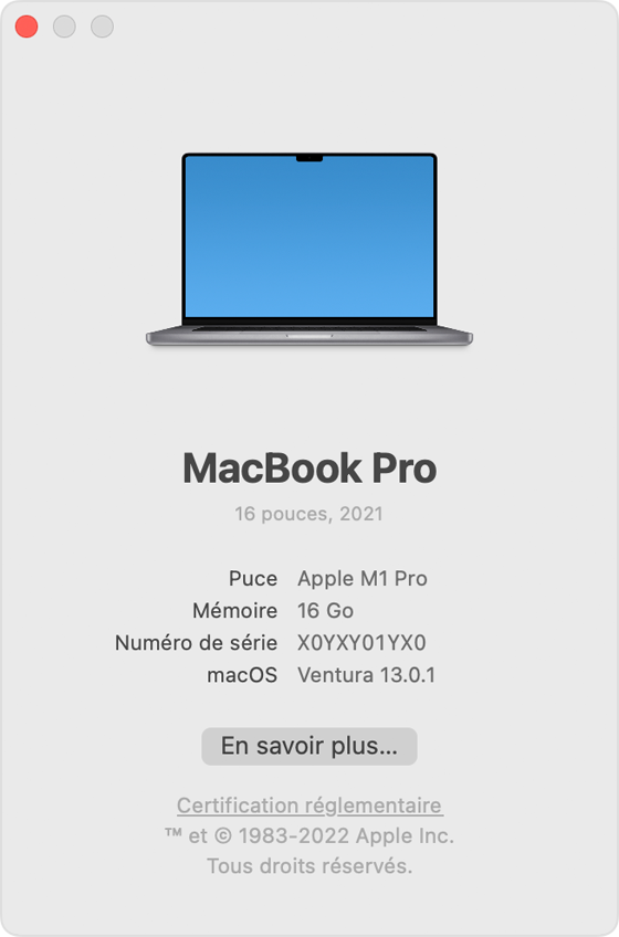 Fenêtre À propos de ce Mac