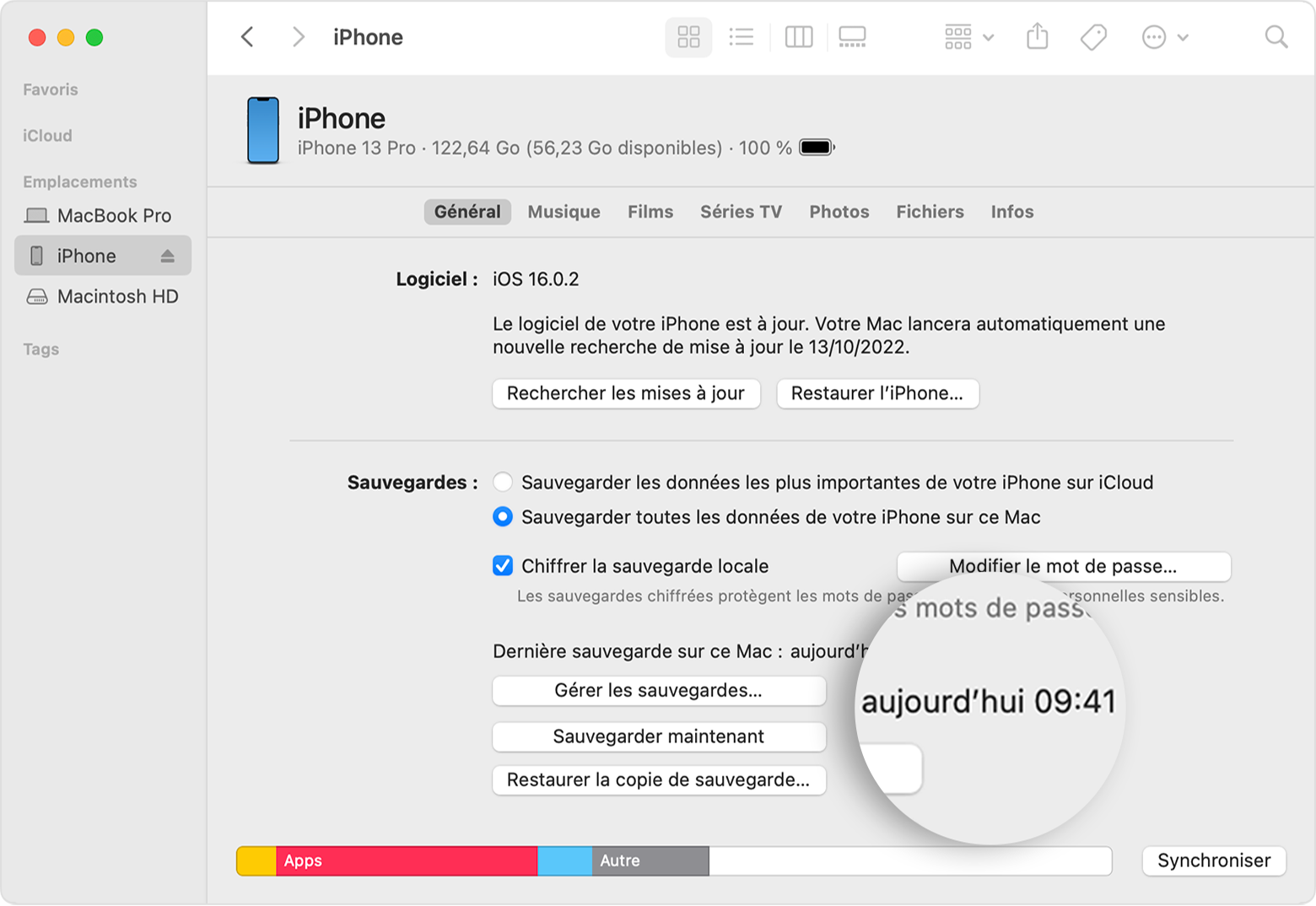 Comment sauvegarder les données de votre iPhone, iPad ou iPod touch avec  votre Mac - Assistance Apple (FR)