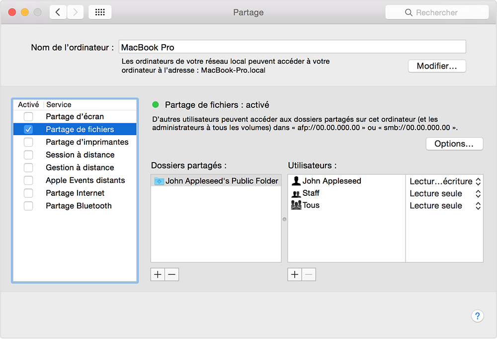 Utilisation De La Fonctionnalite Partage De Fichiers Sur Votre Mac