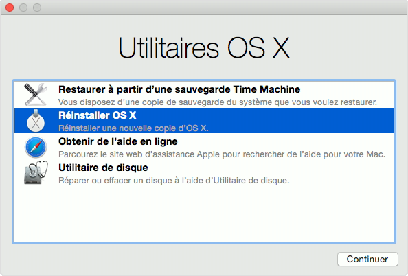 Fenêtre Utilitaires OS X