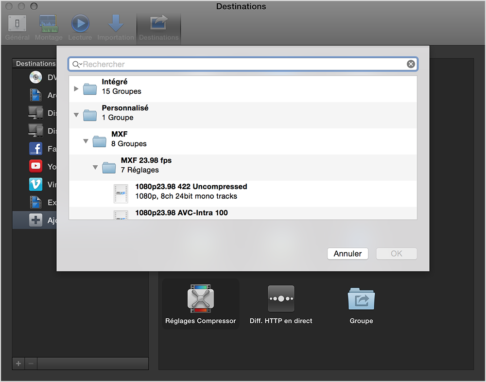 Mise à jour Formats Pro Video 2.0 et utilisation de fichiers MXF avec Final Cut Pro X, Motion et