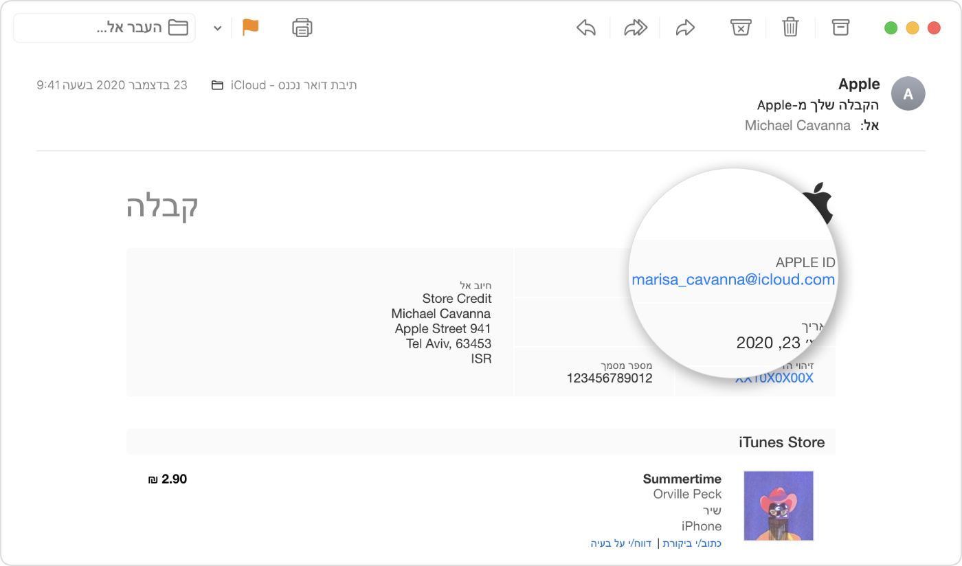 אם בפירוט החיובים מוצג apple.com/bill - התמיכה של Apple (IL)