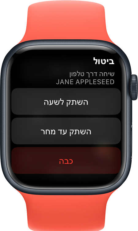 Apple Watch המציג מסך השתקה של עדכונים