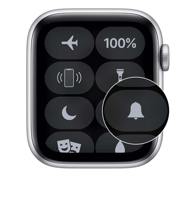 'מרכז הבקרה' ב-Apple Watch מציג 'מצב שקט'.