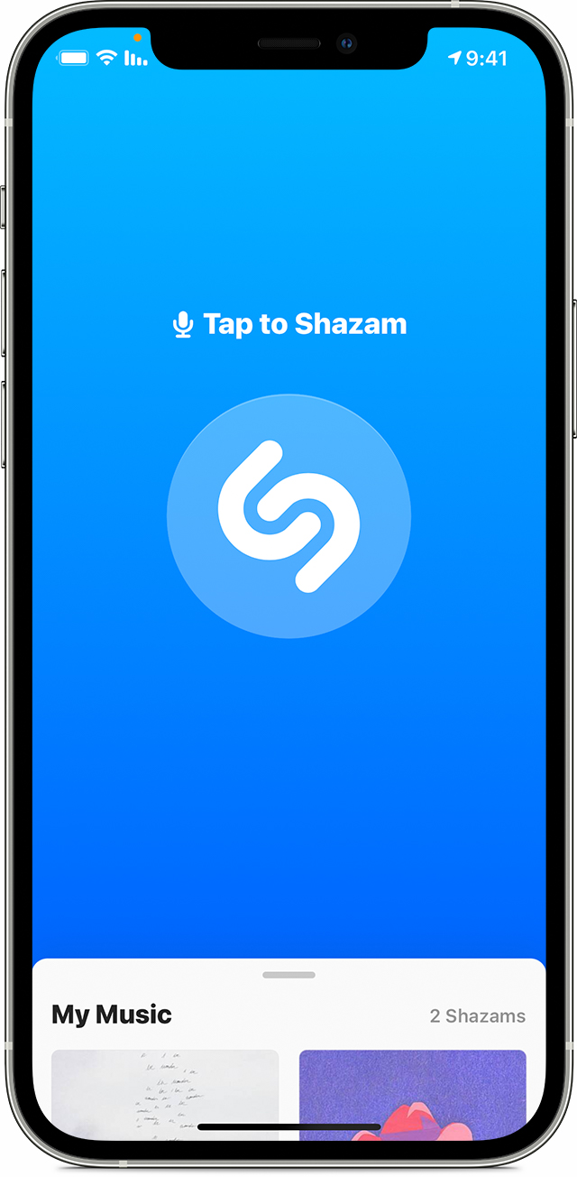 iPhone שבו האפליקציה Shazam פתוחה במסך הבית