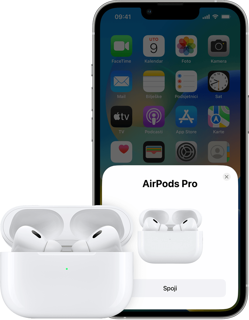 iPhone uređaj i AirPods slušalice