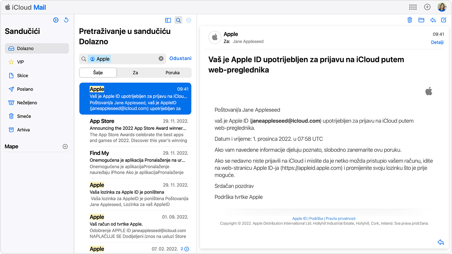 Pronađite e-mail adresu za svoj Apple ID pretraživanjem e-mailova tvrtke Apple