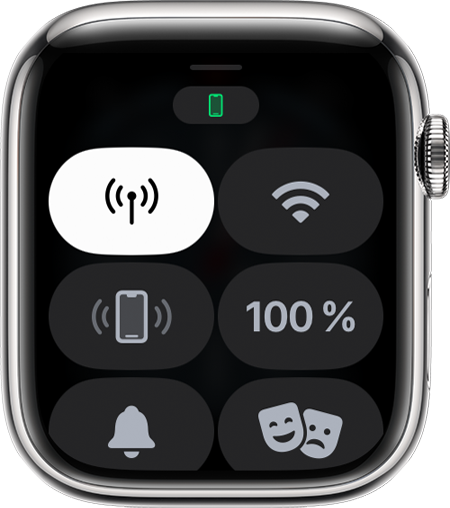 Kontrolni centar na Apple Watch uređaju.