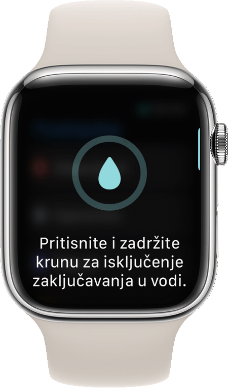 Upit da isključite zaključavanje u vodi na zaslonu Apple Watch uređaja