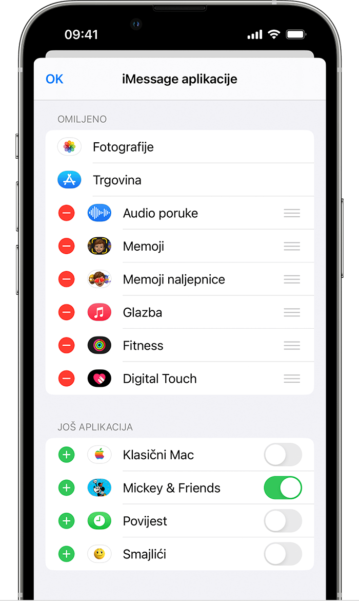 iPhone na kojem se prikazuje kako ukloniti ili dodati aplikacije za iMessage