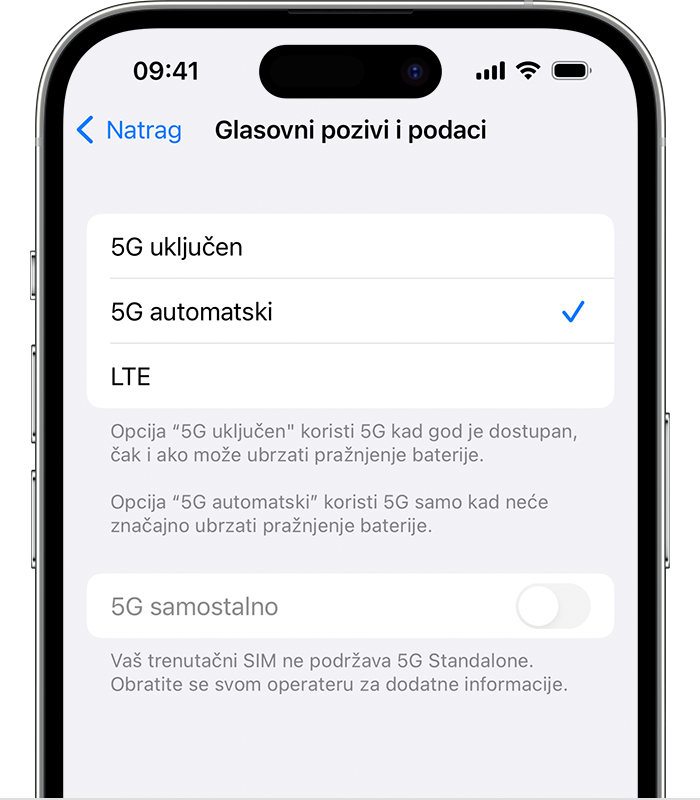 Korištenje 5G mreže na iPhone uređaju - Apple Podrška (HR)