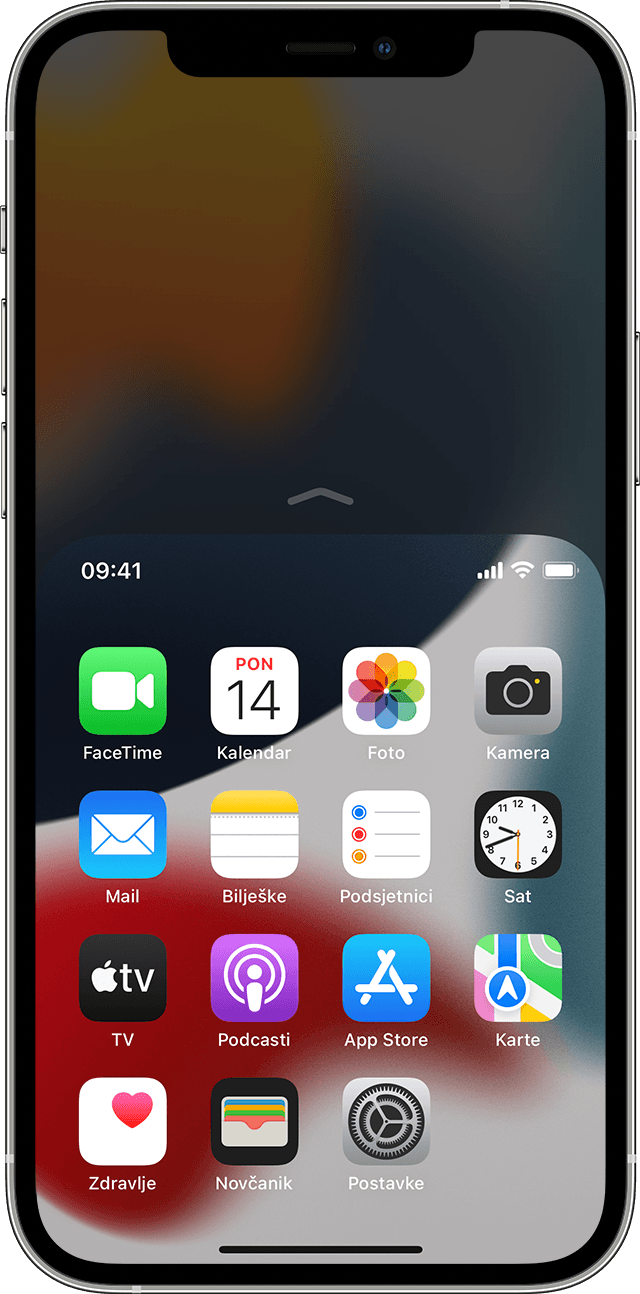 zaslon s prikazom značajke Dosezanje na iPhone 12 Pro uređaju