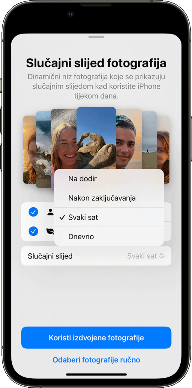 Opcije učestalosti za pozadine s izmjenom fotografija u sustavu iOS 16.