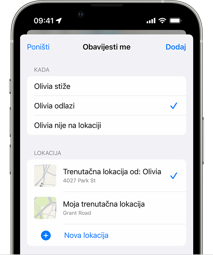 Stvaranje lokacijske obavijesti za prijatelja na iPhone uređaju