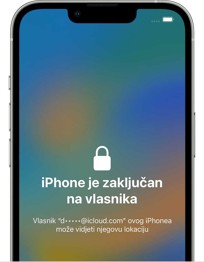 Zaslon zaključavanja aktivacije na iPhone uređaju