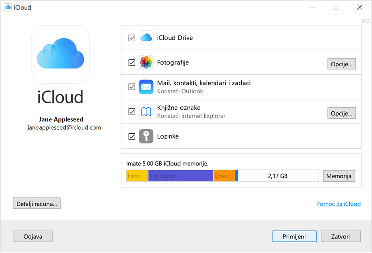 Pronađite e-mail adresu za svoj Apple ID u aplikaciji iCloud za Windows