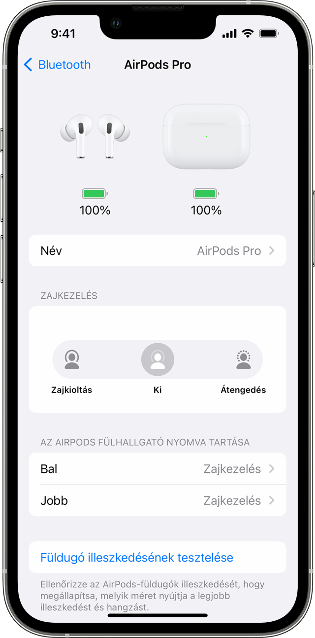 Az AirPods beállításai iPhone-on 