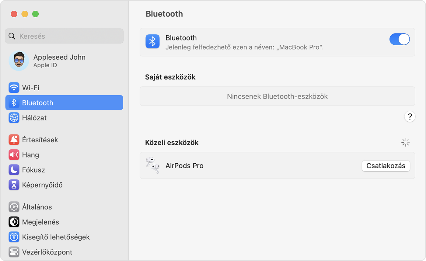Az AirPods beállítása Mac géppel és egyéb Bluetooth-eszközökkel való  használatra - Apple Támogatás (HU)