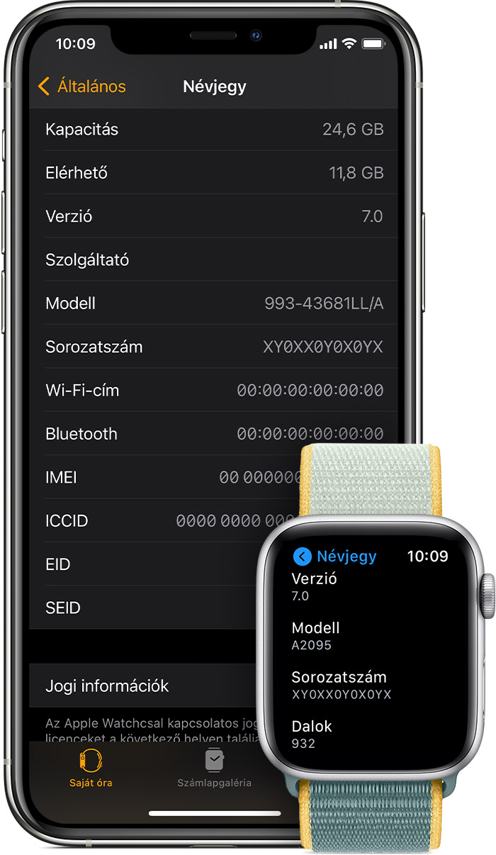 Az Apple Watch sorozatszámának vagy IMEI-azonosítójának megkeresése