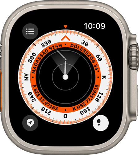 Egy Apple Watch, amelyen a Visszakövetés funkció használatával követett útvonal látható