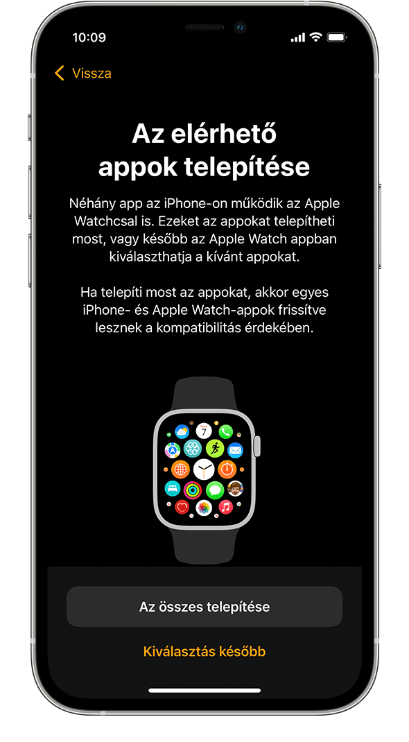 Egy iPhone, amelyen Az elérhető appok telepítése képernyő látható