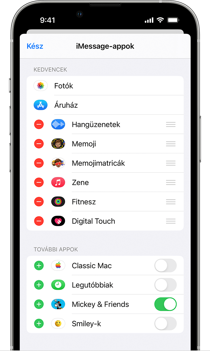 Az iMessage-alkalmazások eltávolítását és hozzáadását bemutató iPhone