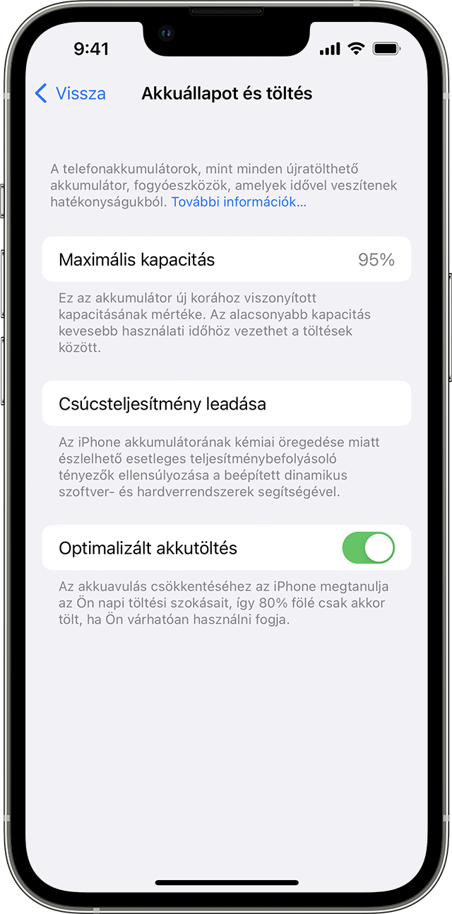 Tudnivalók az iPhone Optimalizált akkutöltés funkciójáról - Apple Támogatás  (HU)