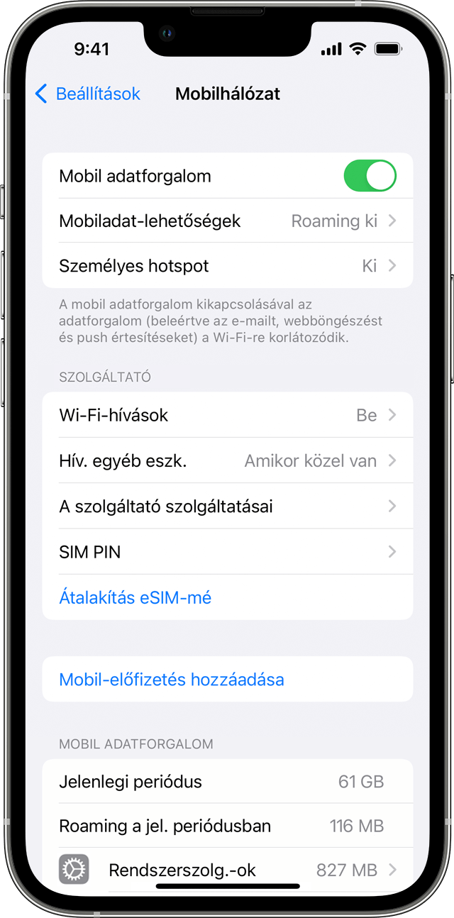 Mobiladat-kapcsolat használata iPhone-on és iPaden - Apple Támogatás (HU)