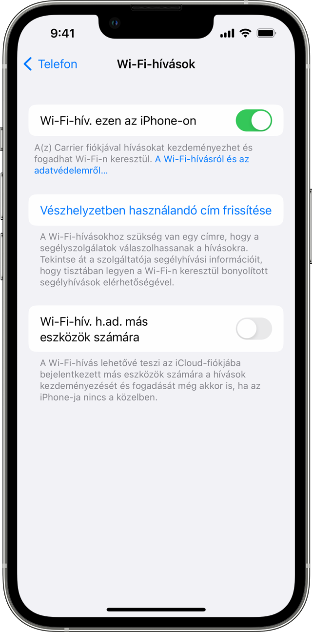 Hívás kezdeményezése a Wi-Fi-hívások funkció segítségével - Apple Támogatás  (HU)