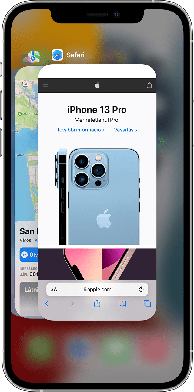 Multitasking egy iPhone 12 Pro képernyőjén