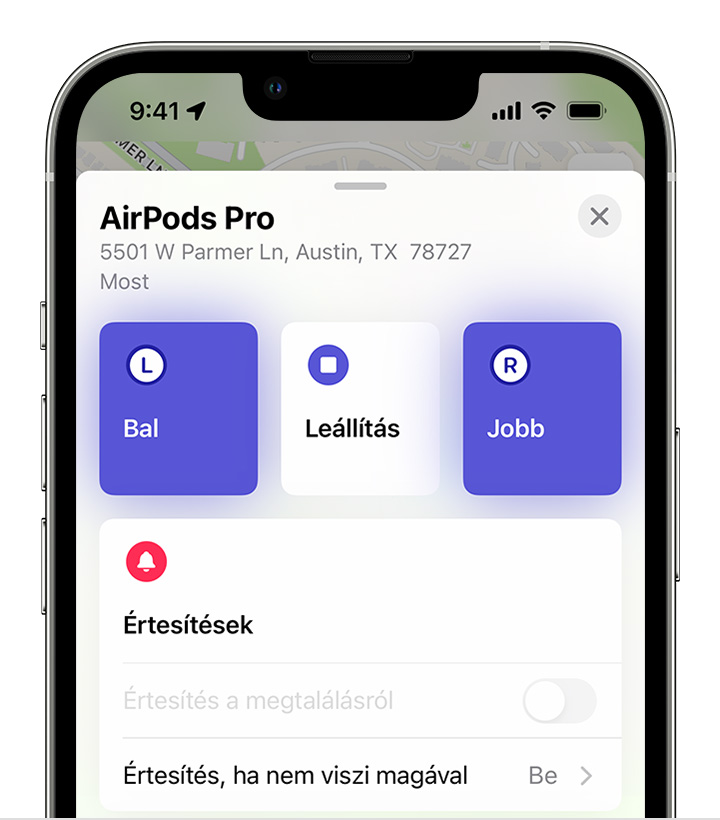 A Lokátor alkalmazással hangjelzést játszhat le az AirPodson
