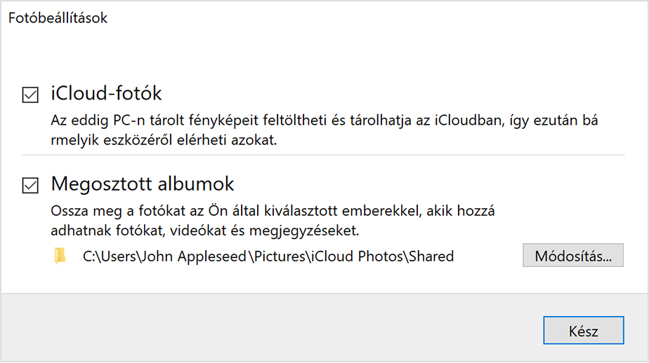 Az iCloud-fotók beállítása és használata Windows-rendszerű számítógépen -  Apple Támogatás (HU)