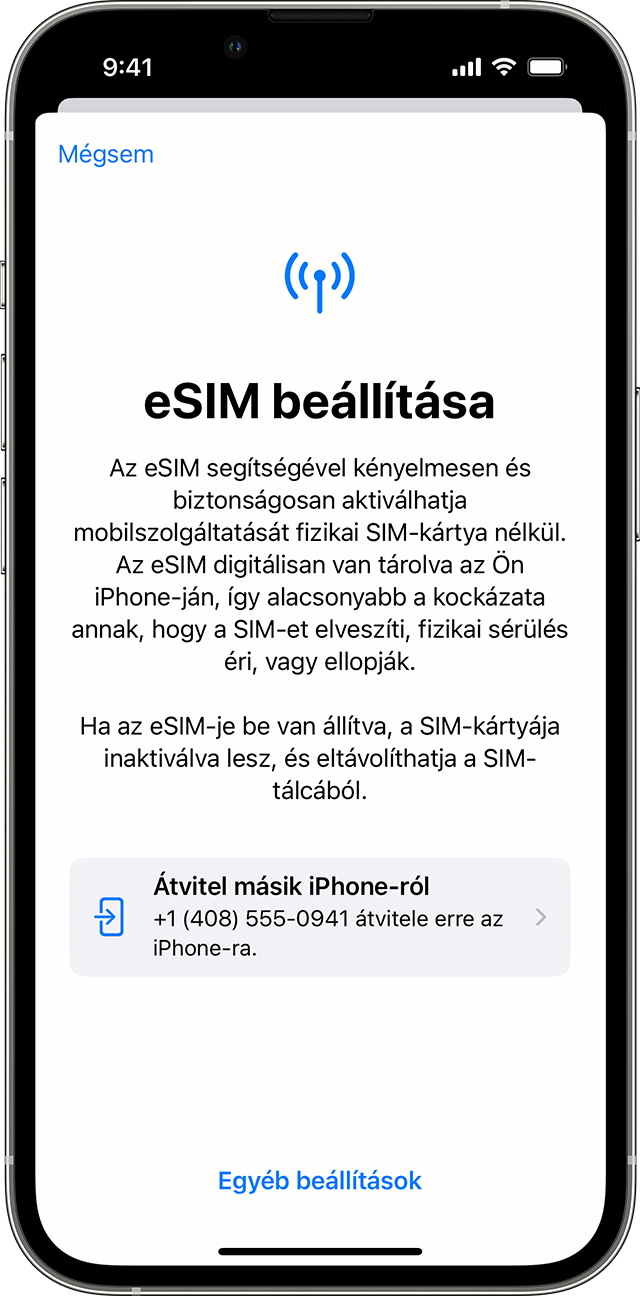 Tudnivalók az iPhone-okban használható eSIM-ről - Apple Támogatás (HU)