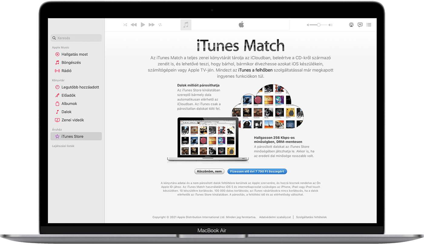 Előfizetés az iTunes Match szolgáltatásra - Apple Támogatás (HU)
