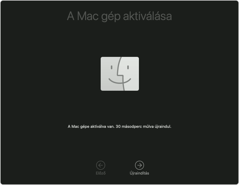A macOS „A Mace aktiválva van” ablaka