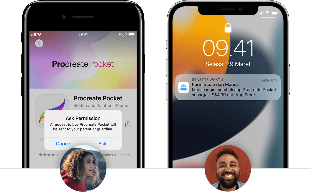iPhone milik orang tua menampilkan permintaan yang dibuat anaknya di iPhone-nya sendiri.
