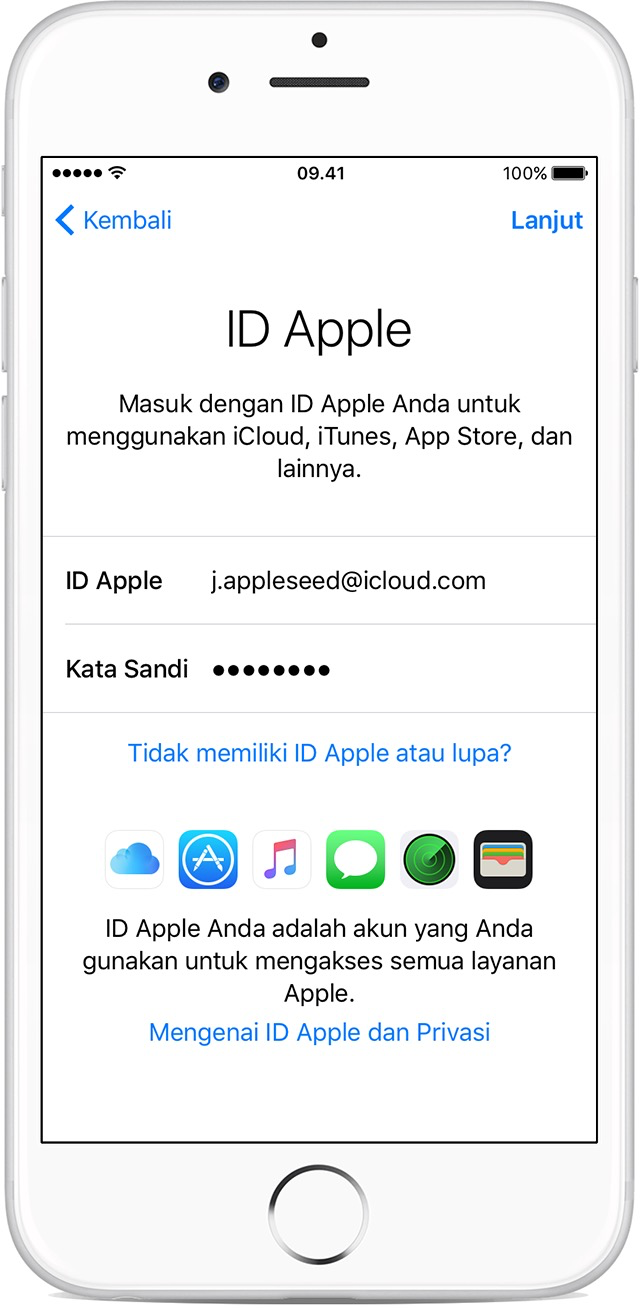 Masuk dengan ID Apple Anda pada perangkat baru - Apple Support