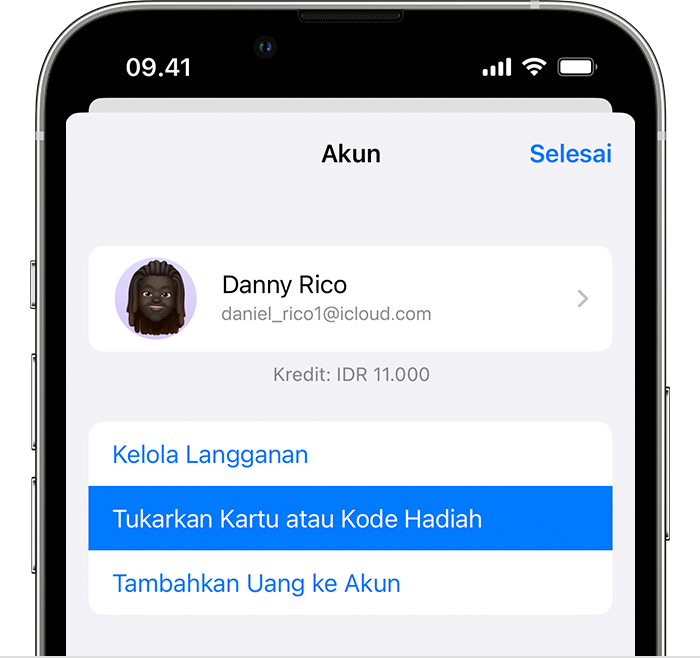 Pilihan Tukarkan Kartu atau Kode Hadiah di app Apple TV di iPhone