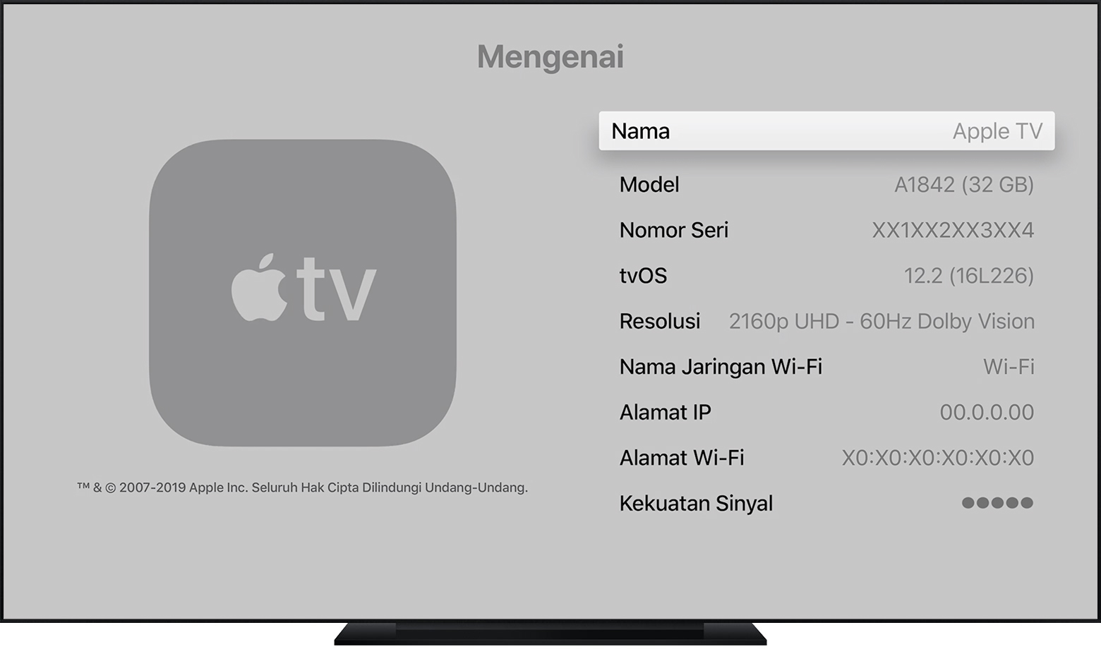 Mencari nomor seri Apple TV - Apple Support
