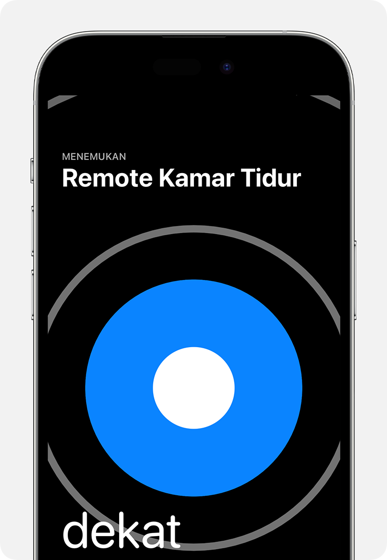 Lingkaran biru besar muncul di layar iPhone dengan kata dekat