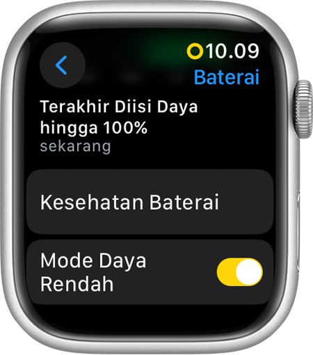 Apple Watch menampilkan Mode Daya Rendah di Pengaturan